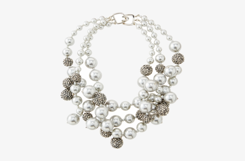 Grey Pearl Pave Bauble Necklace - Bauble Necklace, transparent png download