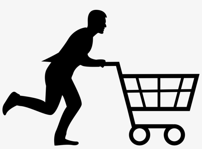 Shopping, Cart, Man, Woman, Running, Run, Buy, Store - Shopping Cart, transparent png download