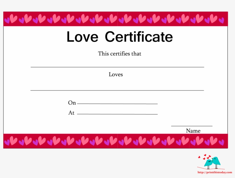 Love Certificate With Border Of Hearts - Divorce, transparent png download