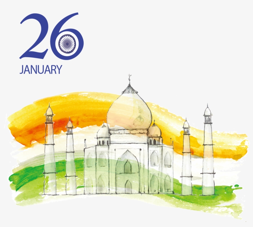 Republic Drawing India's Independence Day Png Freeuse - Drawing Of Independence Day Of Taj Mahal, transparent png download