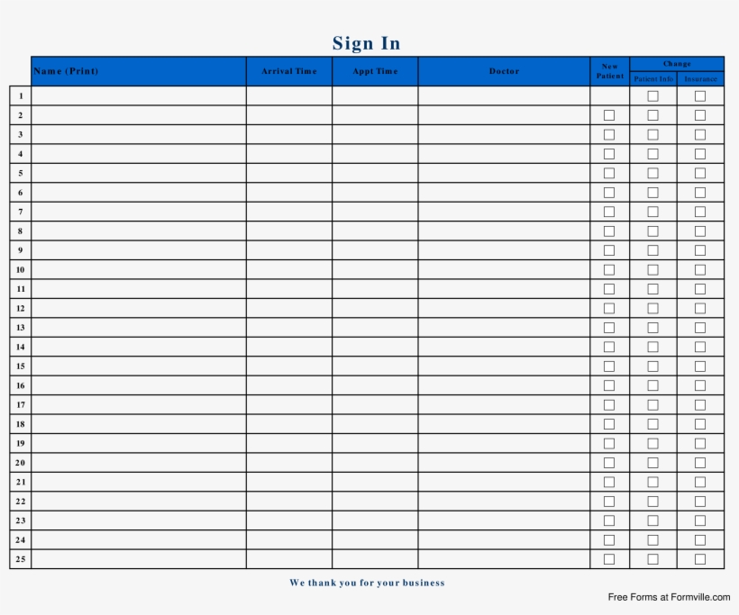Patient Sign In Sheet Main Image Imperial Grub Screw Size Chart PNG