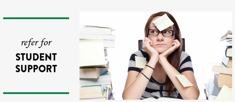 Sad-looking Student With Help Sticker On Her Forehead, - Girl, transparent png download