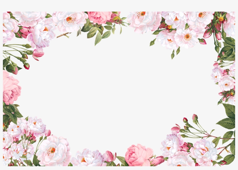 Script Typeface Sans - Background With Flowers Border, transparent png download