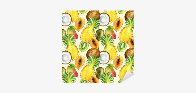 Seamless Pattern With Tropical Exotic Fruits - Tropical Fruit Print Fabric, transparent png download