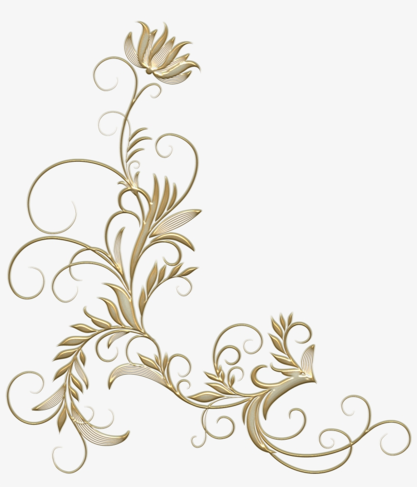 File Size - Flowers Design Gold Png, transparent png download