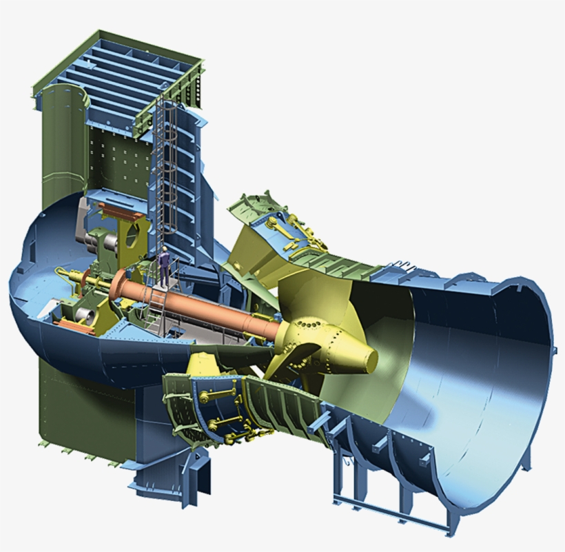 Schematic 3d-drawing Of Bulb Turbine For Hpp Iffezheim, - Bulb Turbine, transparent png download