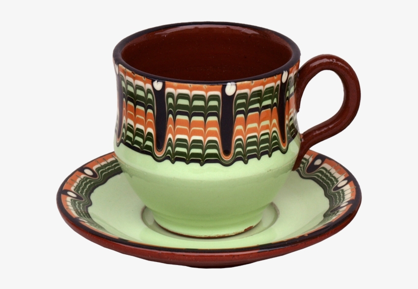 Pottery Tea Cup With Saucer, Mint Green - Pottery Cup Png, transparent png download