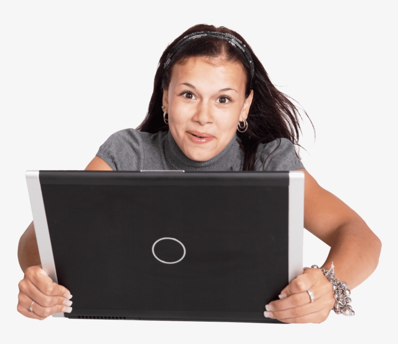 Free Png Excited Woman Using Laptop Png Images Transparent - Excited People Png, transparent png download