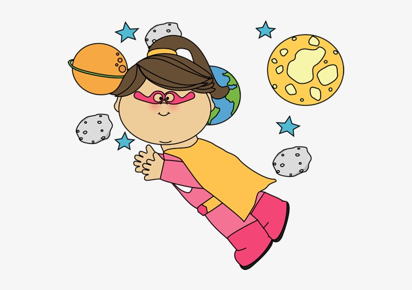 Superhero Girl Flying Through Space - Clip Art Space Girl, transparent png download
