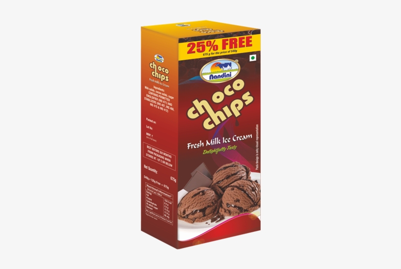 Family Pack Fresh Milk Ice Cream-choco Chips - Nandini Milk, transparent png download