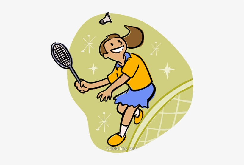 Girl Playing Badminton Royalty Free Vector Clip Art - Ladies Badminton, transparent png download