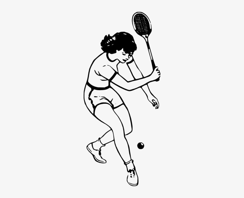 Tennis Player Clip Art - Playing Tennis Clipart Black And White, transparent png download