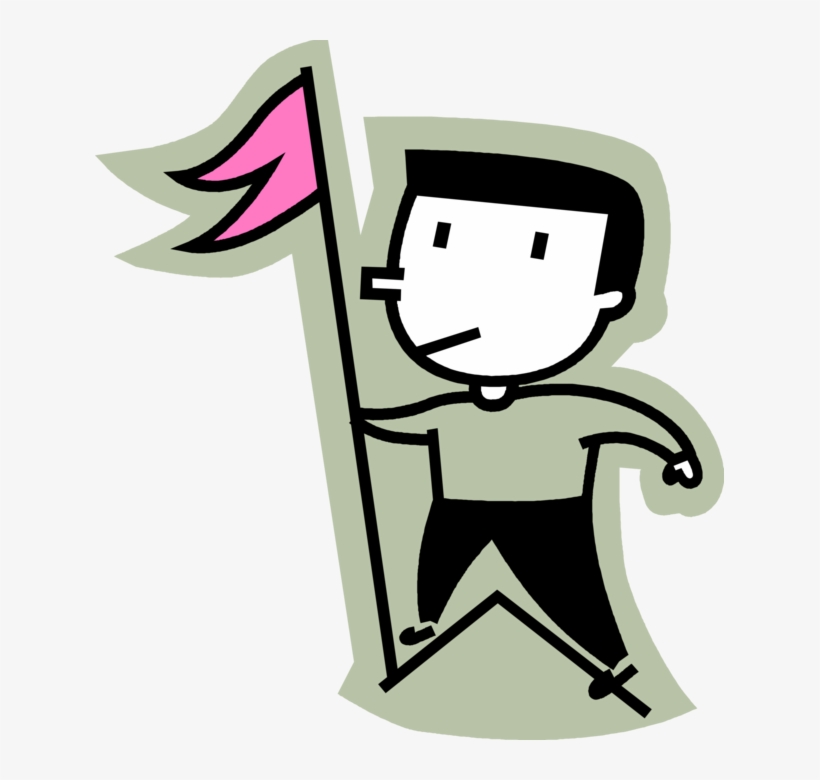 Vector Illustration Of Mountaineer Mountain Climber - Flag, transparent png download