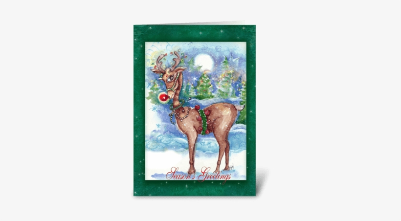 Red Nosed Reindeer Greetings Greeting Card - Mare, transparent png download