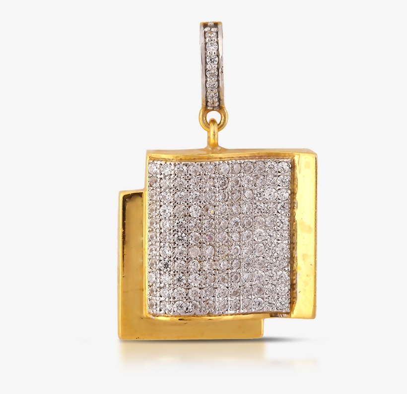 18k Gold With Diamond Studded Cluster Pendant - Gold, transparent png download