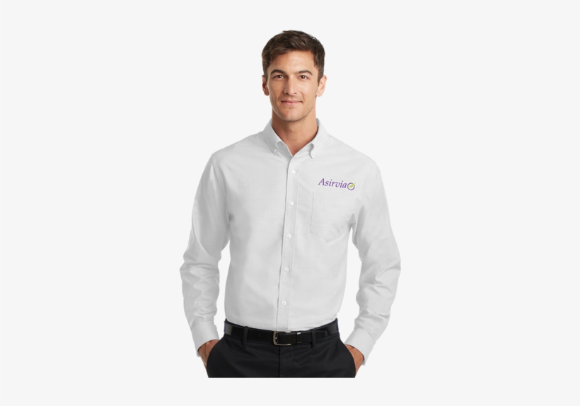 Men's Long Sleeve Dress Shirt-white - S658 - Port Authority Superpro Oxford Shirt., transparent png download