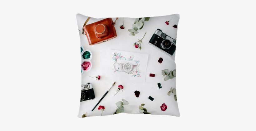 Artist Workspace With Vintage Retro Photo Camera, And - Camera, transparent png download