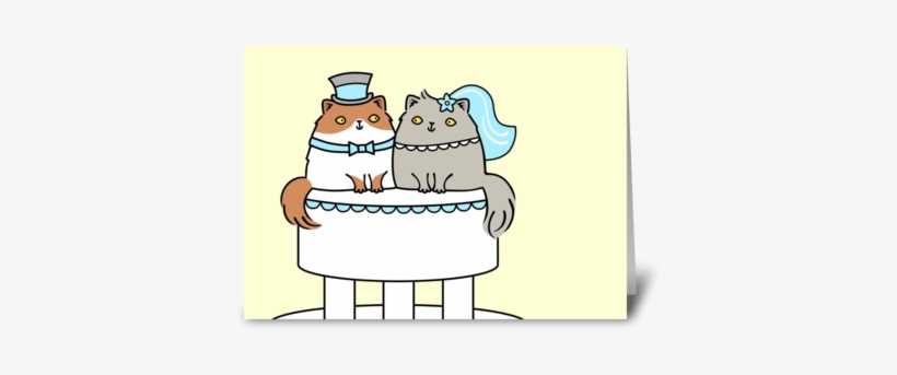 Kitty Cat Wedding Couple Greeting Card - Cat Couple Water Art, transparent png download