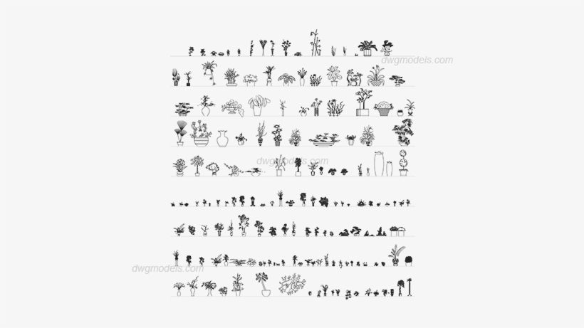 House Plants Dwg, Cad Blocks, Free Download - Plants Dwg Free Download, transparent png download