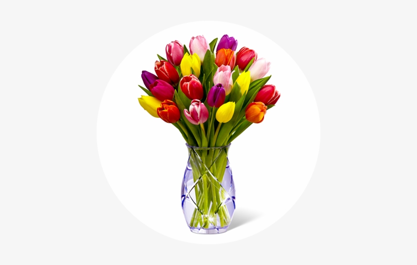 Tulips In Square Vase, transparent png download