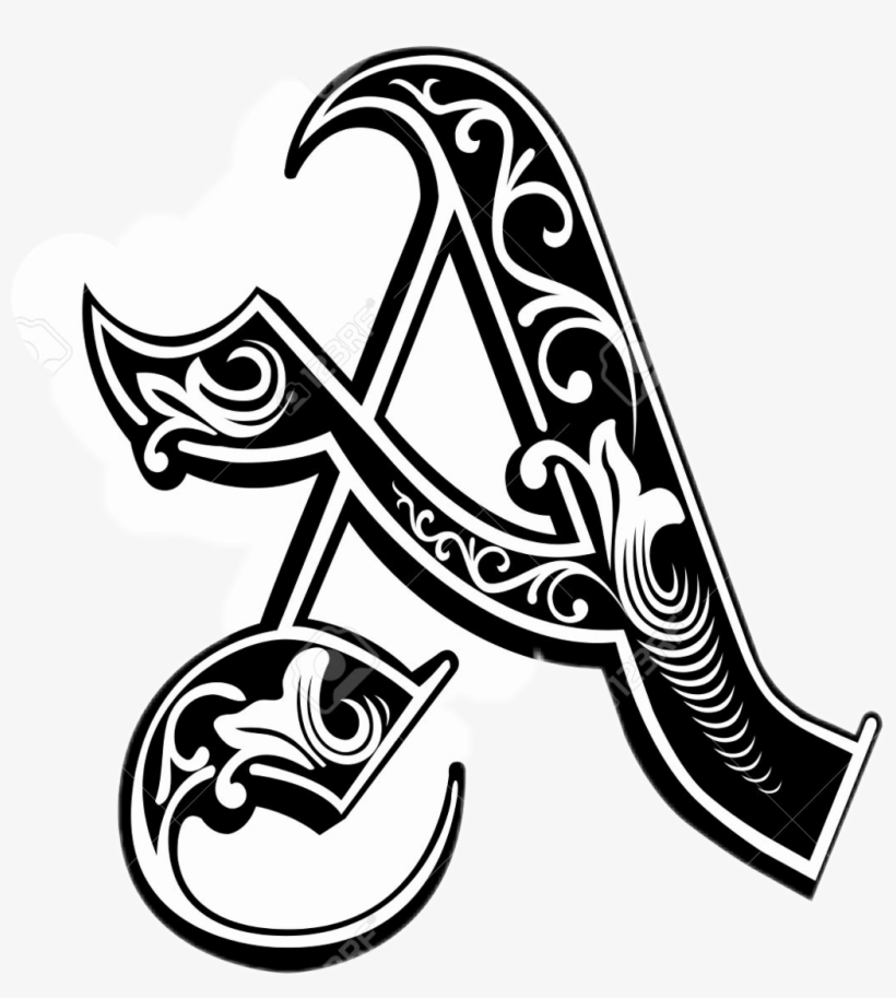Tattoo A Alphabet Blackandwhite - Glass And Metal Personalized Initial Ring - Personalized, transparent png download