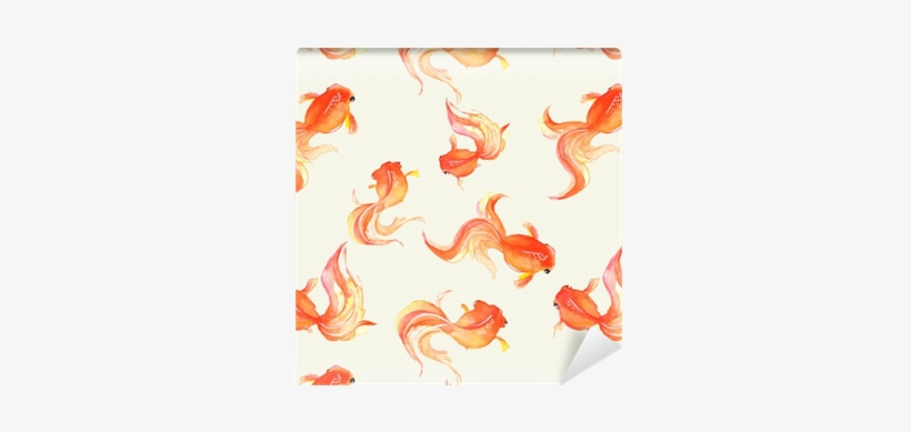 Seamless Background With Hand Drawn Goldfish - Goldfish Watercolor, transparent png download