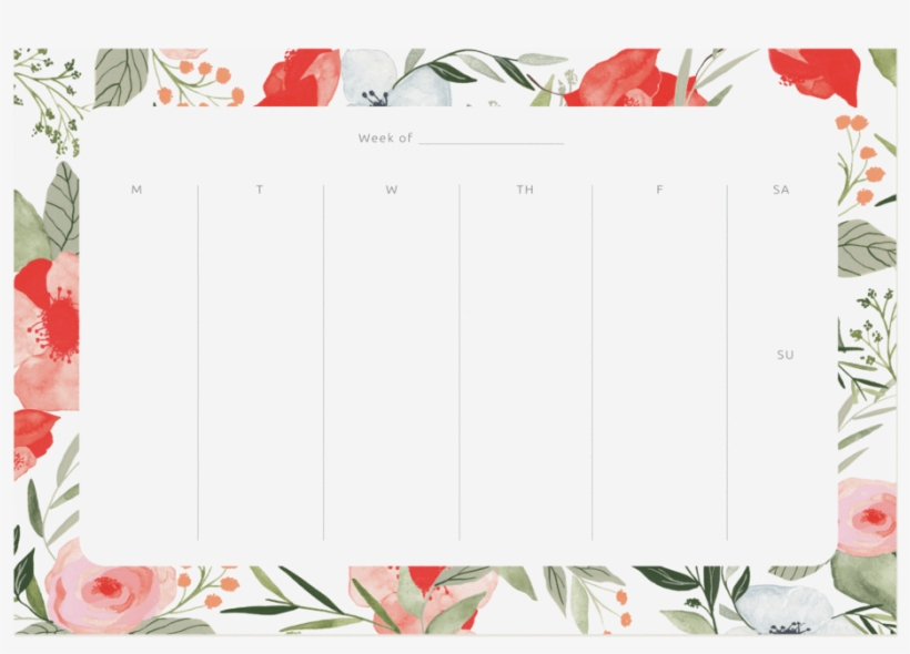 Floral Weekly Notepad - Notebook, transparent png download