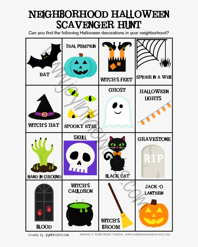 Search For Witch's Feet, Bloody Handprints And Teal - Halloween Decoration Scavenger Hunt, transparent png download