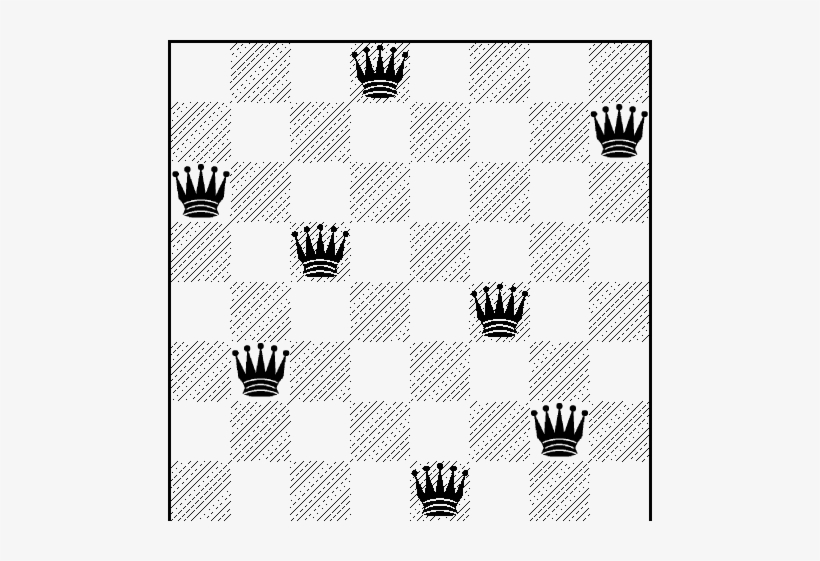 One Solution To The Eight Queens Puzzle - Monochrome, transparent png download