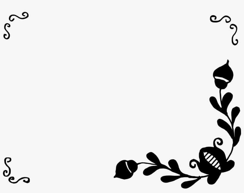 Free Download - Flower Frame Black And White Png, transparent png download