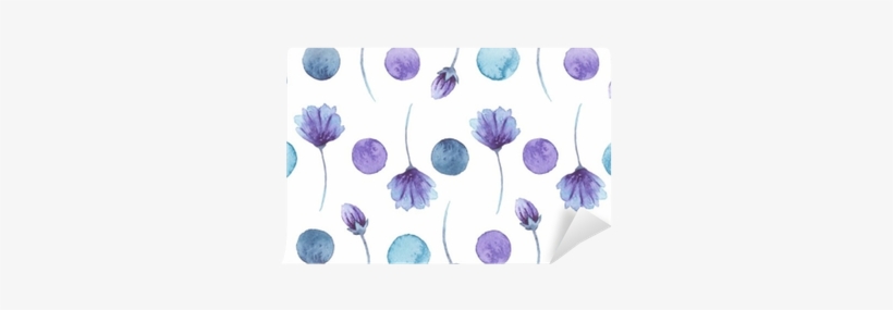 Watercolor Blue Flowers And Confetti Seamless Pattern - Watercolor Painting, transparent png download