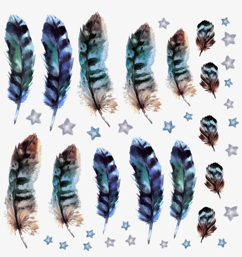 Sticker Boheme 15 Plumes Indiennes Bleu Et Les Etoiles - Spirit And Belief By Kathy Pickett, transparent png download