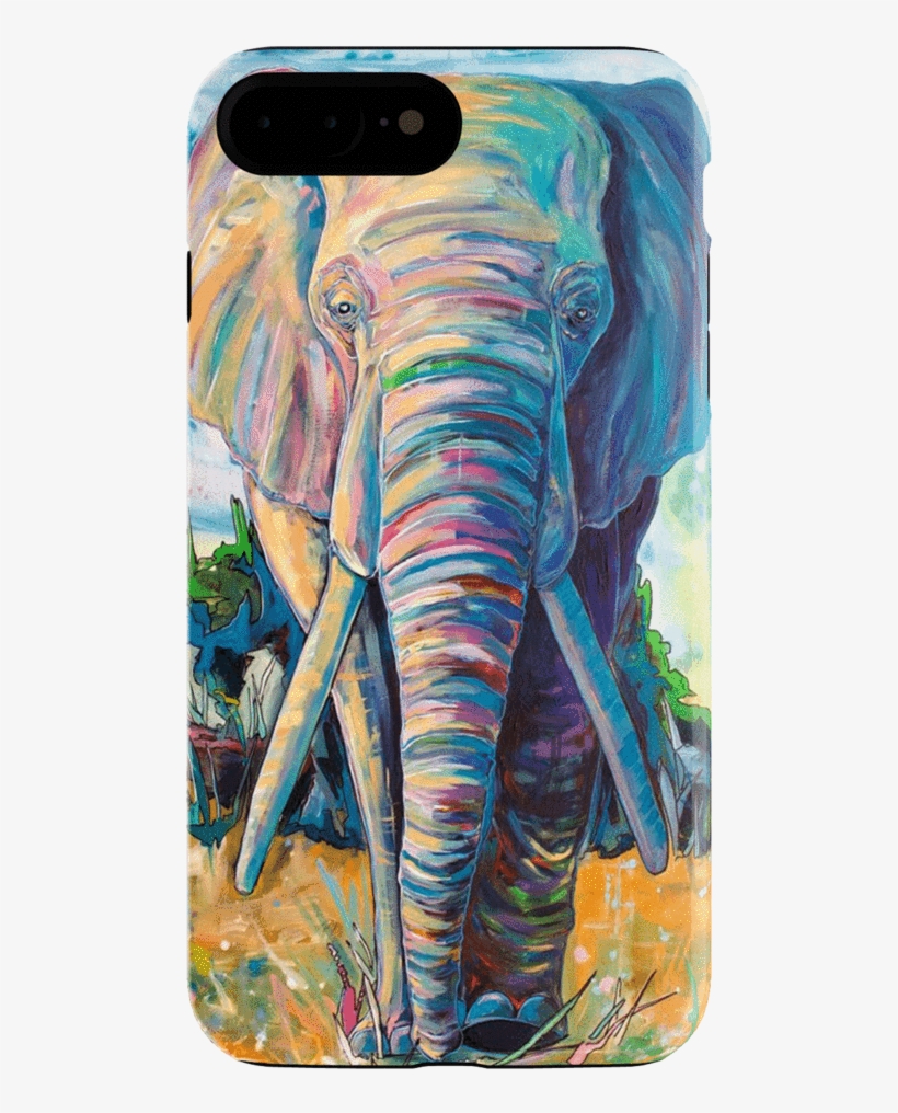 Blue Waterpaint Blue Elephant Iphone 7 Plus Case - Beginner Fall Canvas Paintings, transparent png download