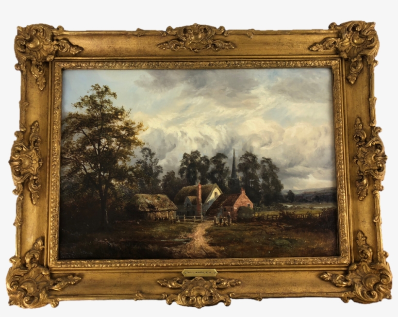 Oil On Canvas, Church Cottage In Landscape, William - Oil Painting, transparent png download