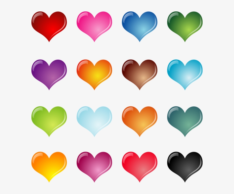 Heart Vector Set Free Download - Сердечки Разноцветные, transparent png download