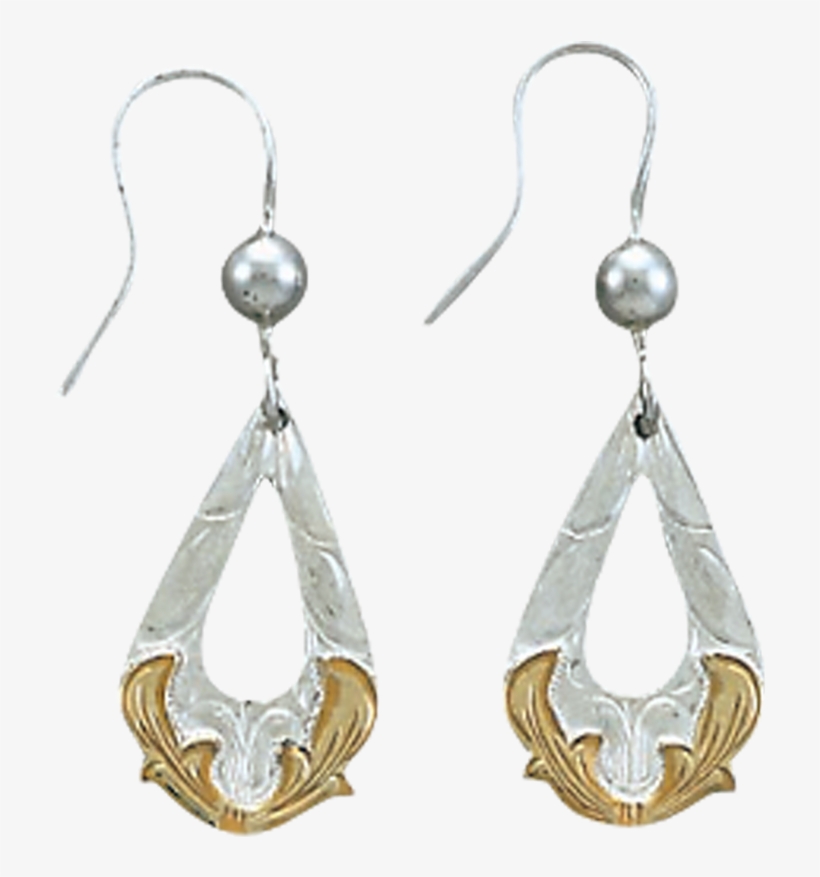 Tear Drop Cutout Sterling Silver Earrings With 14k - Vogt Silversmiths Women's Cutout Teardrop Western Earrings, transparent png download