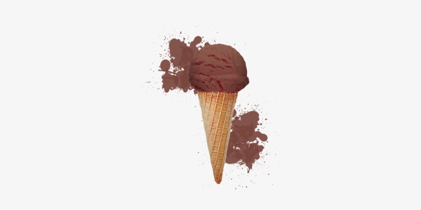 3d Realistic Chocolate Ice Cream Cone With Splash, - Ice Cream, transparent png download