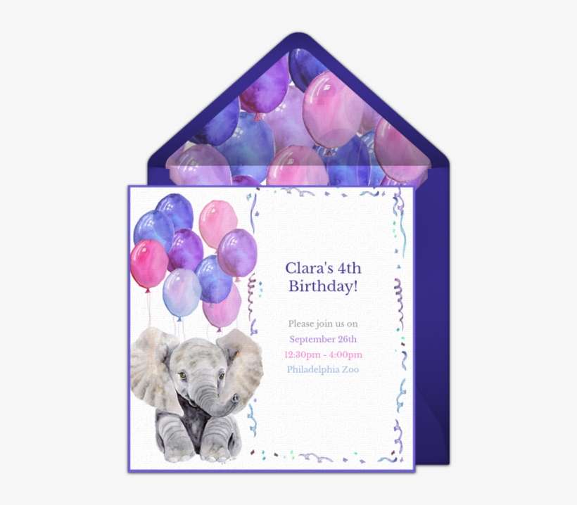 Free Birthday Party Invitation With A Baby Elephant - Oopsy Daisy Through The Leaves Growth Charts, transparent png download