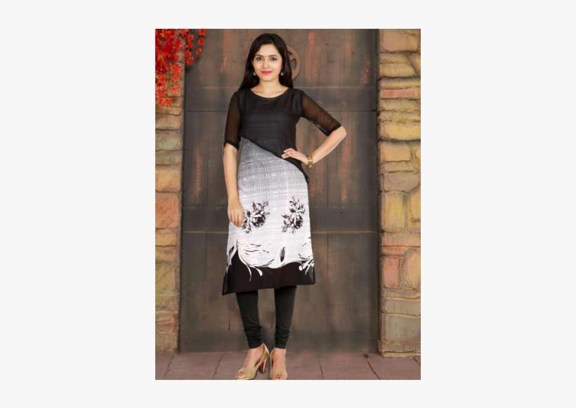 Indijoy Black And White Rayon Kurta - Indijoy, transparent png download