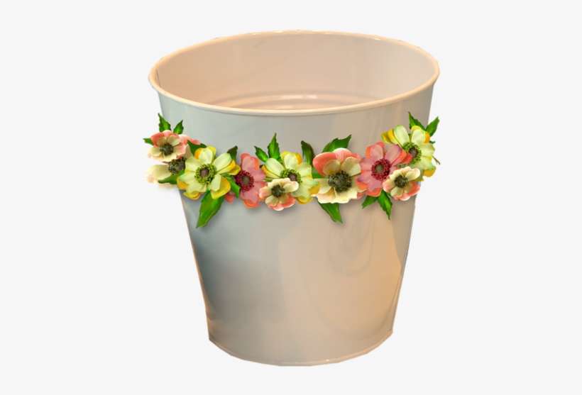 Buckets With Flowers - Waste Container, transparent png download