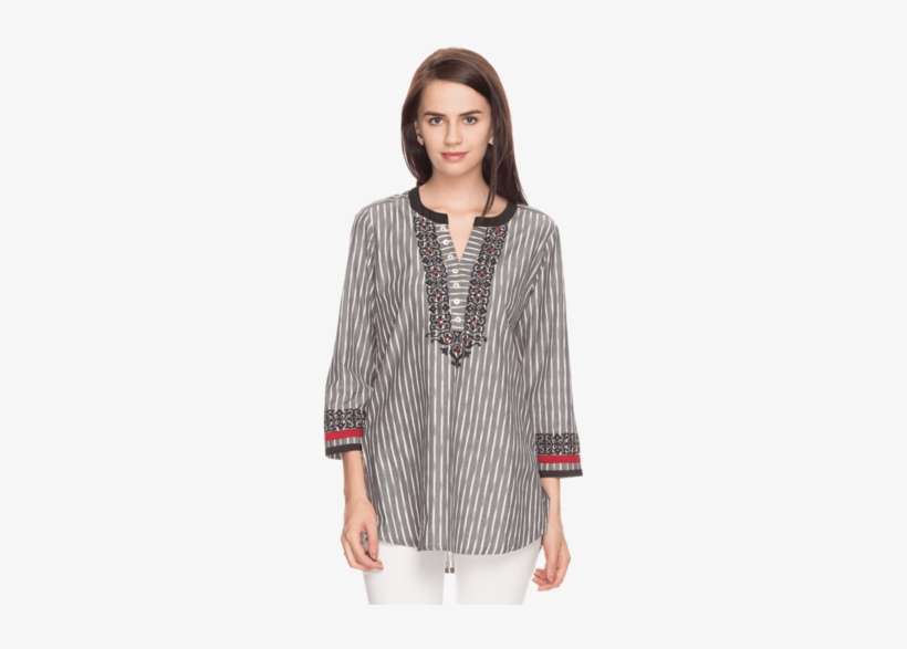 Women Slim Fit Striped Kurti - Blouse, transparent png download