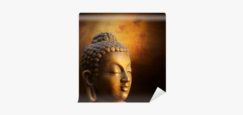 Head Of Budha On Golden Background Wall Mural • Pixers® - Buddha Statue On Fencing Wall, transparent png download