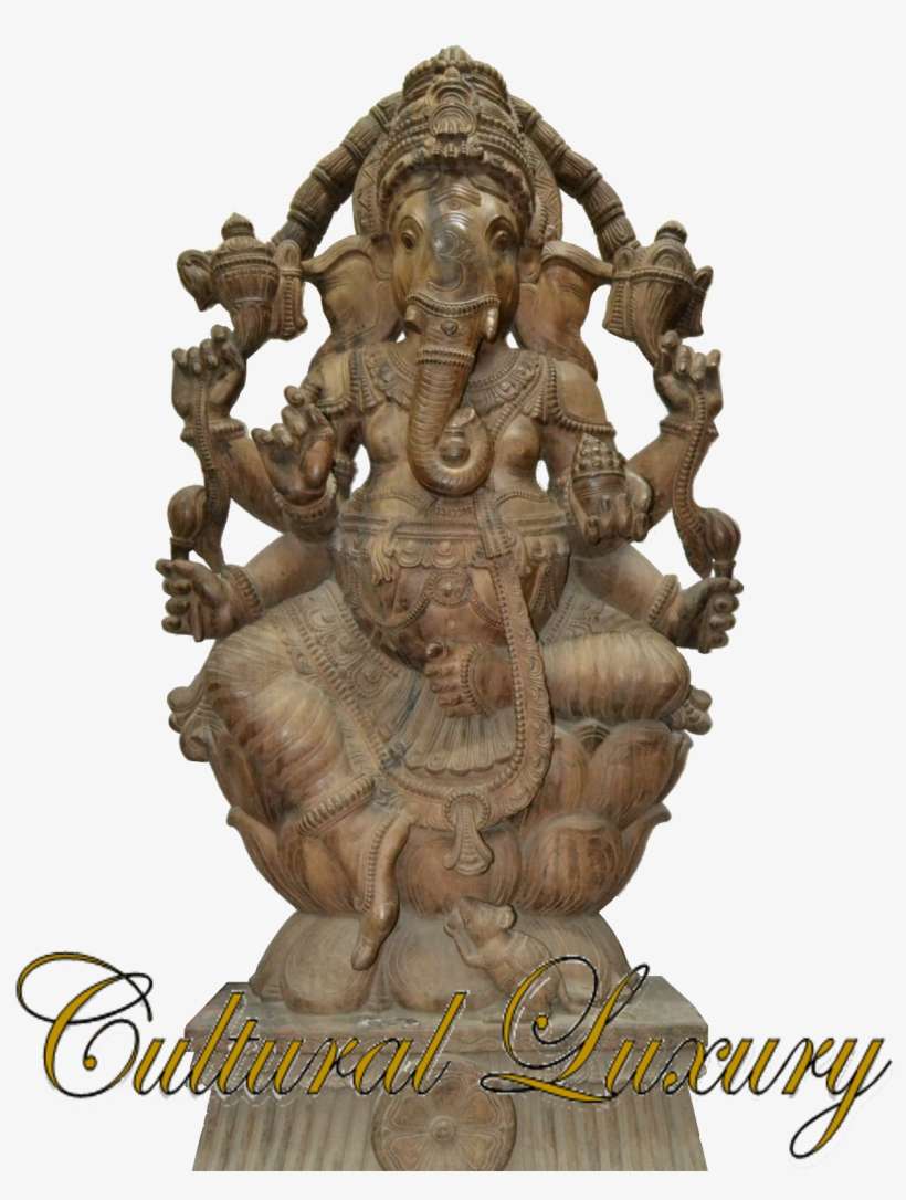 Old Masterpiece Solid Wooden Ganesh Statue Unique Hand - Statue, transparent png download
