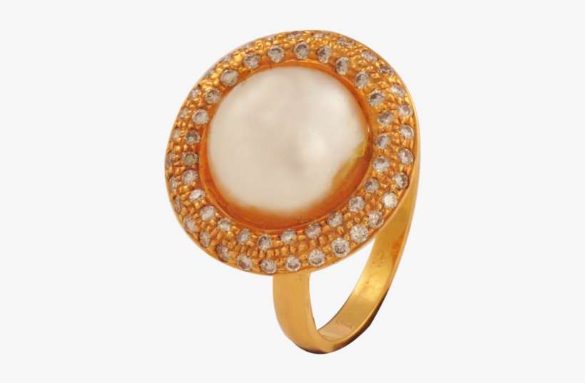Saumya Diamond Pearl Gold Rings Jewelry Jewellery Bridal - Ring, transparent png download