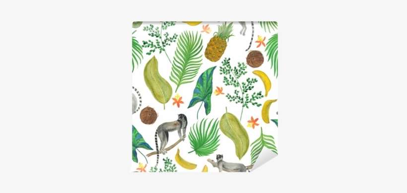 Watercolor Painting Seamless Pattern With Tropical - Watercolor Painting, transparent png download
