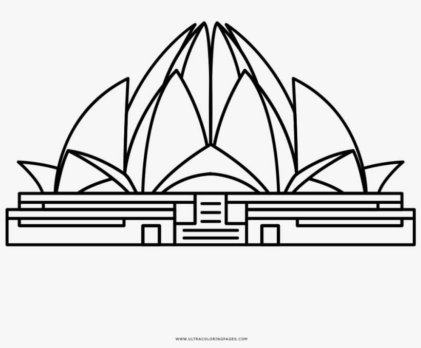 Lotus Temple Coloring Page - Templo De Loto Dibujo, transparent png download