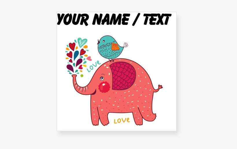 Bird - Custom Red Elephant And Bird Sticker, transparent png download