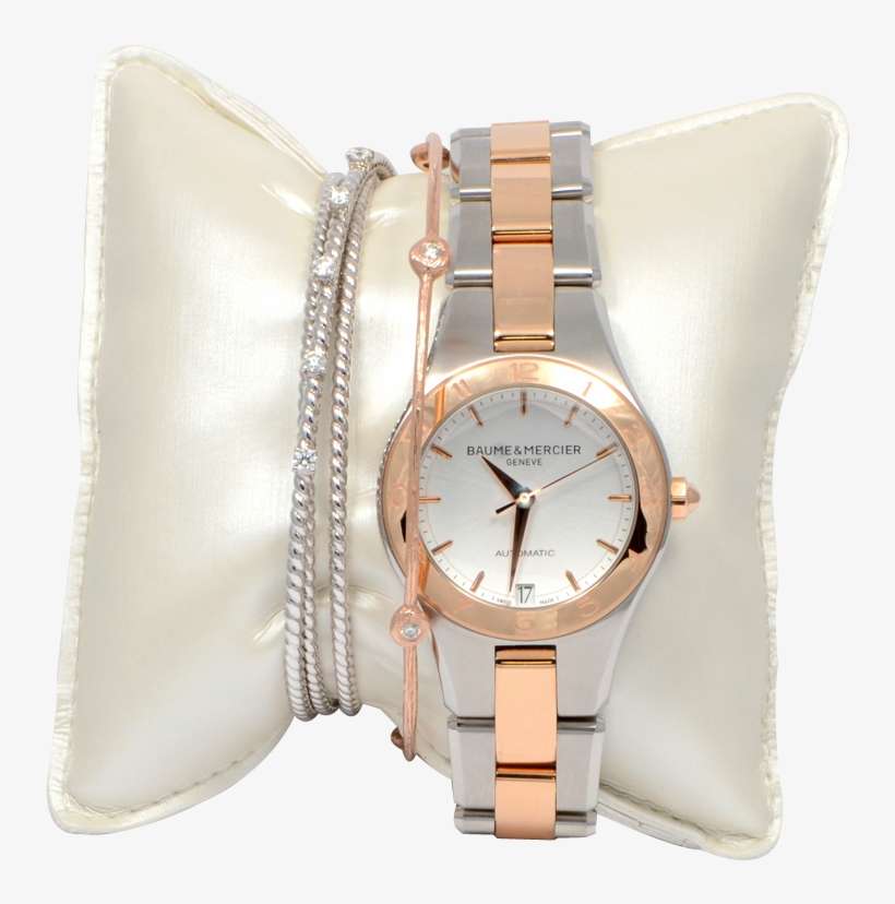 Ladies Baume & Mercier Watch With Diamond Bracelets - Diamond Bracelet And Watch On The Same Hand, transparent png download