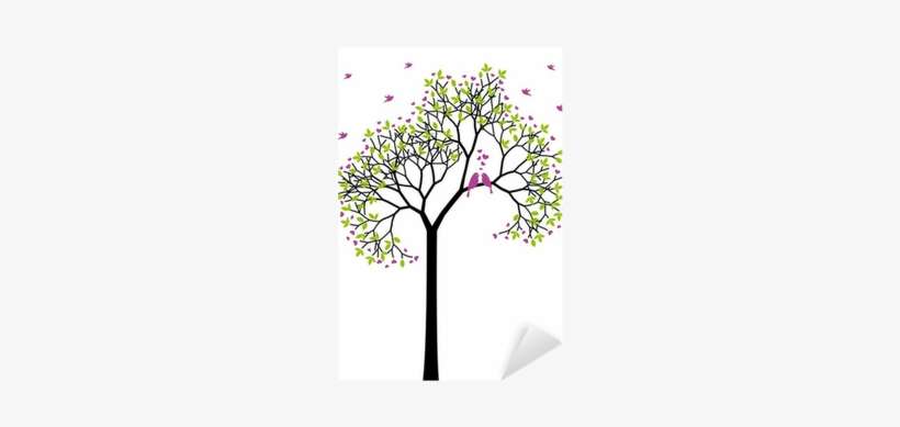 Spring Tree With Love Birds, Vector Sticker • Pixers® - Winter Tree With Birds Queen Duvet, transparent png download