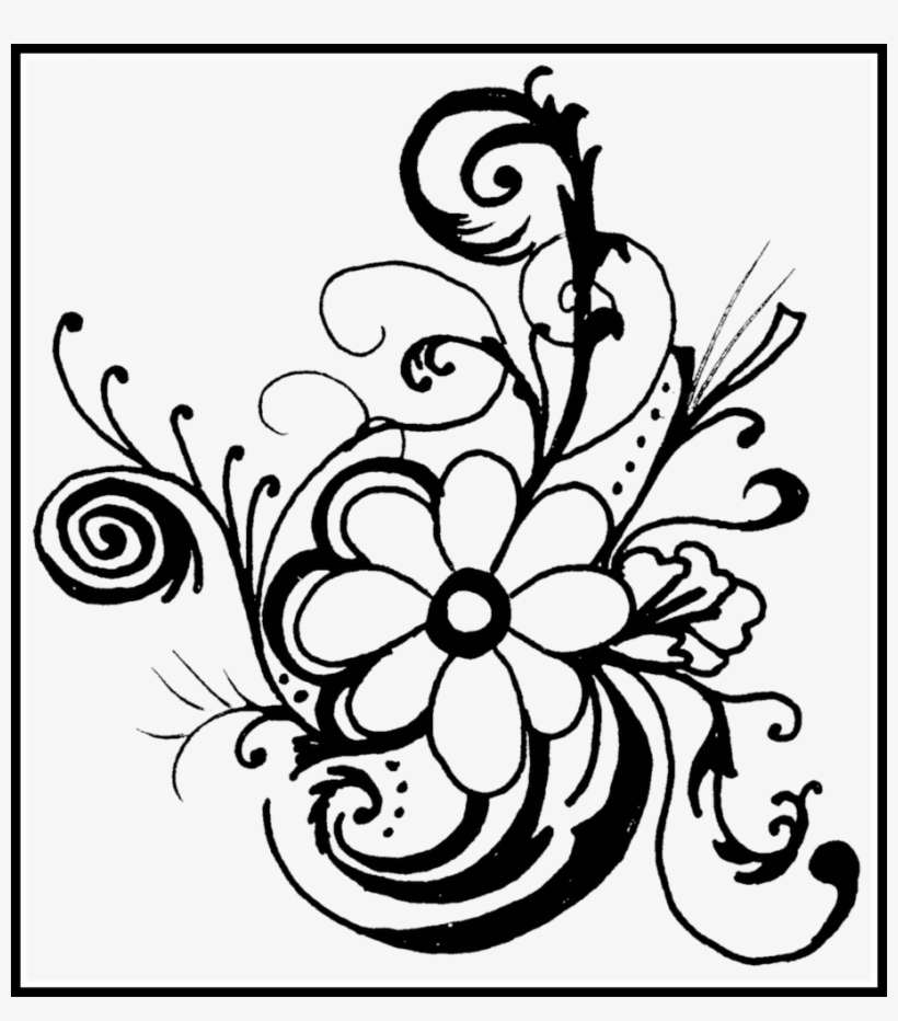 Healthy Heart Clipart Black And White - Flower Art Black And White PNG ...